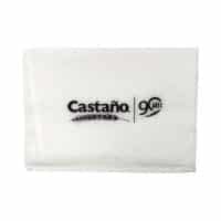 Servilleta blanca con el logo y texto "Castaño 90 años".